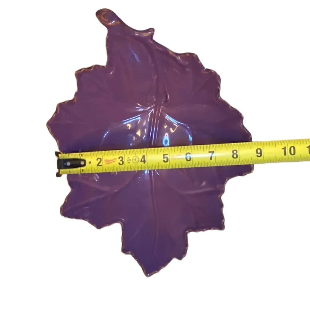 VIETRI Beautiful Ceramic Purple Leaf Plate Platter